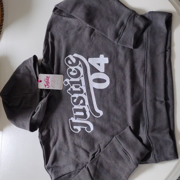 Justice Graphic Hoodie Glitter Branded Fleece. M(10) - Picture 2 of 15